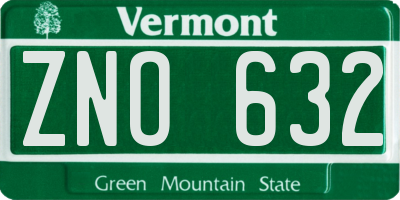 VT license plate ZNO632