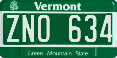 VT license plate ZNO634
