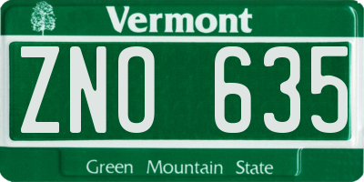 VT license plate ZNO635