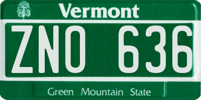 VT license plate ZNO636