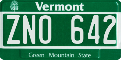 VT license plate ZNO642