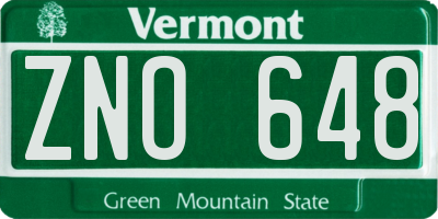 VT license plate ZNO648