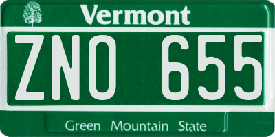 VT license plate ZNO655
