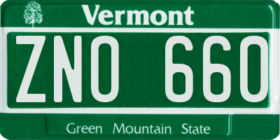 VT license plate ZNO660
