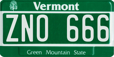 VT license plate ZNO666