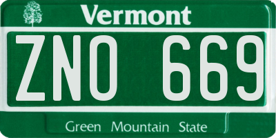 VT license plate ZNO669