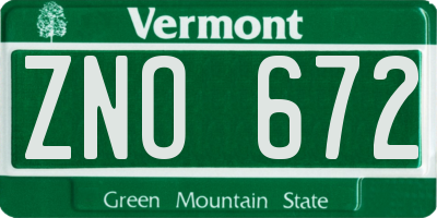 VT license plate ZNO672