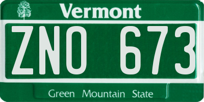 VT license plate ZNO673