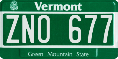 VT license plate ZNO677