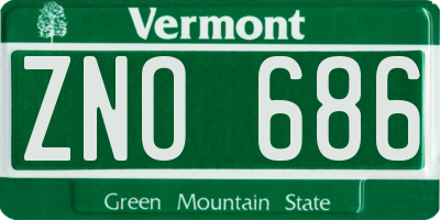 VT license plate ZNO686