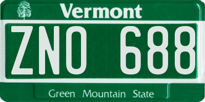 VT license plate ZNO688