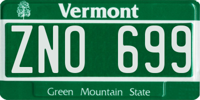 VT license plate ZNO699