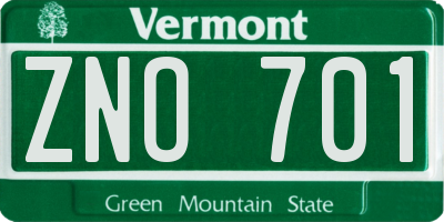 VT license plate ZNO701