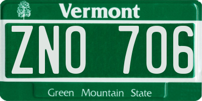 VT license plate ZNO706