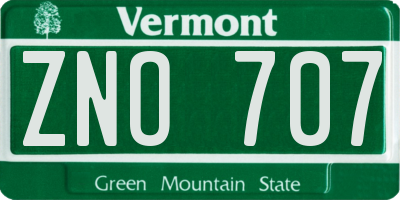 VT license plate ZNO707