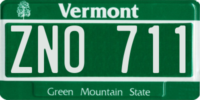 VT license plate ZNO711