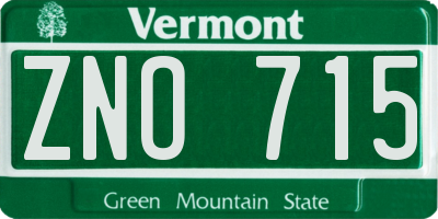 VT license plate ZNO715