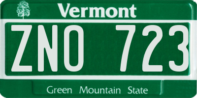 VT license plate ZNO723