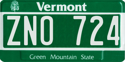 VT license plate ZNO724