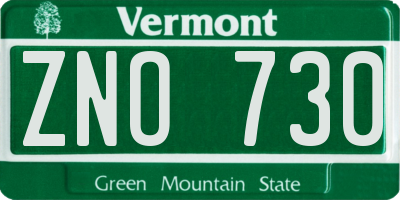VT license plate ZNO730