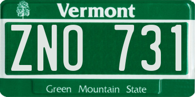 VT license plate ZNO731
