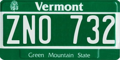 VT license plate ZNO732