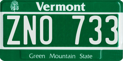 VT license plate ZNO733