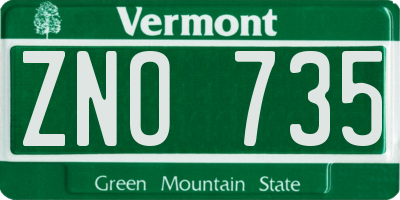 VT license plate ZNO735