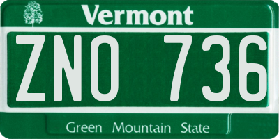 VT license plate ZNO736