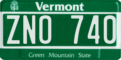 VT license plate ZNO740
