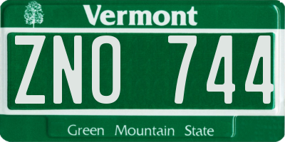 VT license plate ZNO744