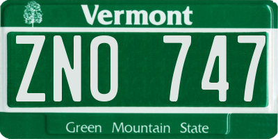 VT license plate ZNO747