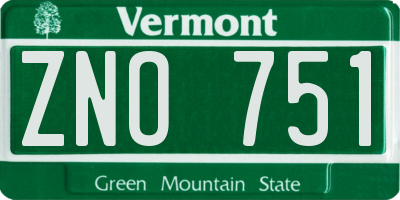VT license plate ZNO751