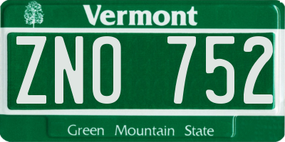 VT license plate ZNO752