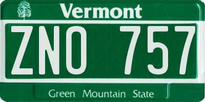 VT license plate ZNO757