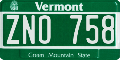 VT license plate ZNO758