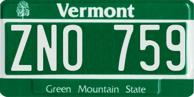 VT license plate ZNO759