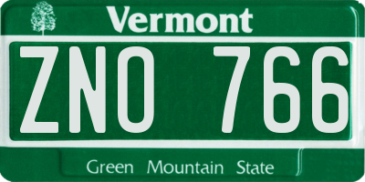 VT license plate ZNO766