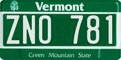 VT license plate ZNO781