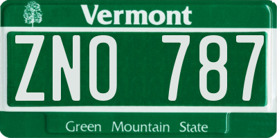 VT license plate ZNO787