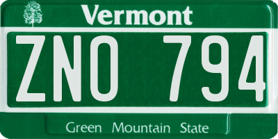 VT license plate ZNO794