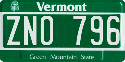 VT license plate ZNO796