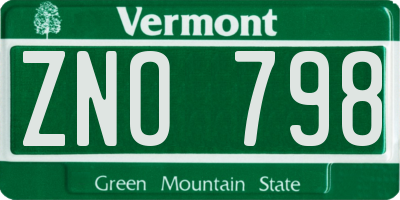 VT license plate ZNO798