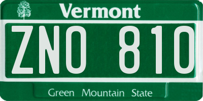 VT license plate ZNO810