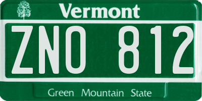 VT license plate ZNO812