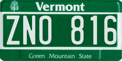 VT license plate ZNO816