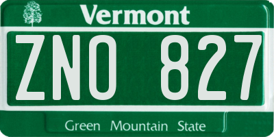 VT license plate ZNO827