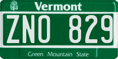 VT license plate ZNO829