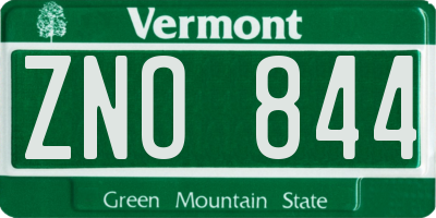 VT license plate ZNO844