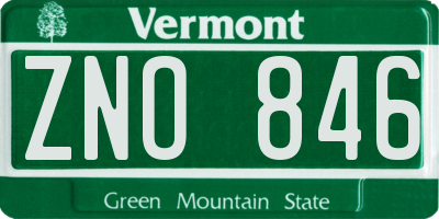 VT license plate ZNO846